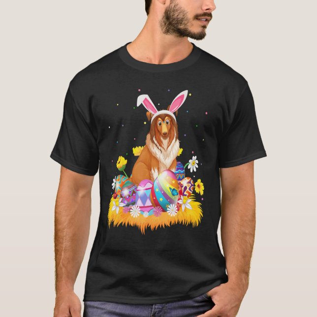 T-shirt Drôle Easter Egg Shetland Sheepdog Easter dimanche (Devant)