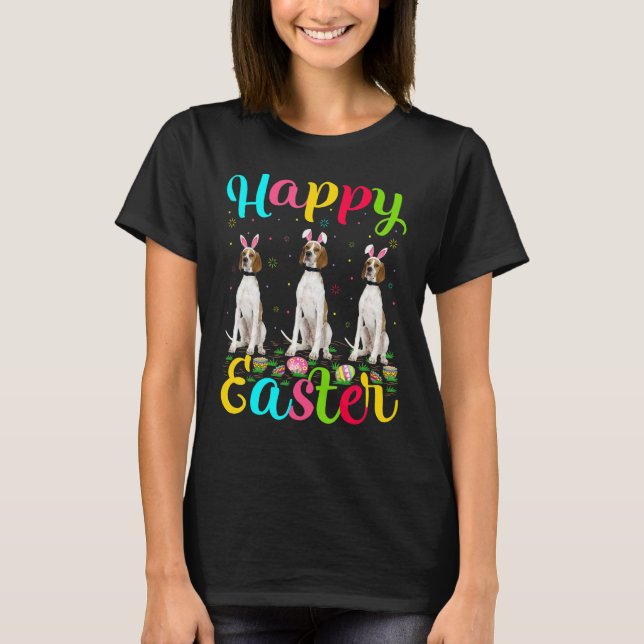 T-shirt Drôle Easter Oeuf Bunny Anglais Pointer Chien Happ (Devant)