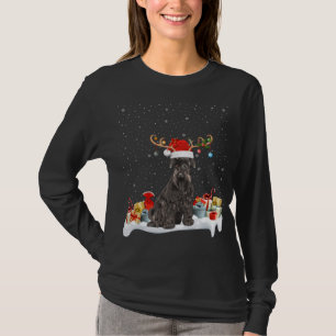 T-shirt Drôle Éclairage de Noël renne Santa Hat Schnauzer 