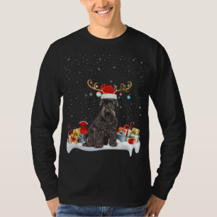 T-shirt Drôle Éclairage de Noël renne Santa Hat Schnauzer