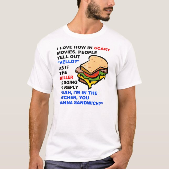 T-shirt drôle effrayant de film bonjour (Devant)