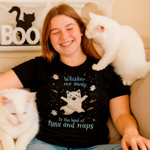 T-shirt Drôle Éffrayant Ghost-Cat, Enfants Amoureux de les