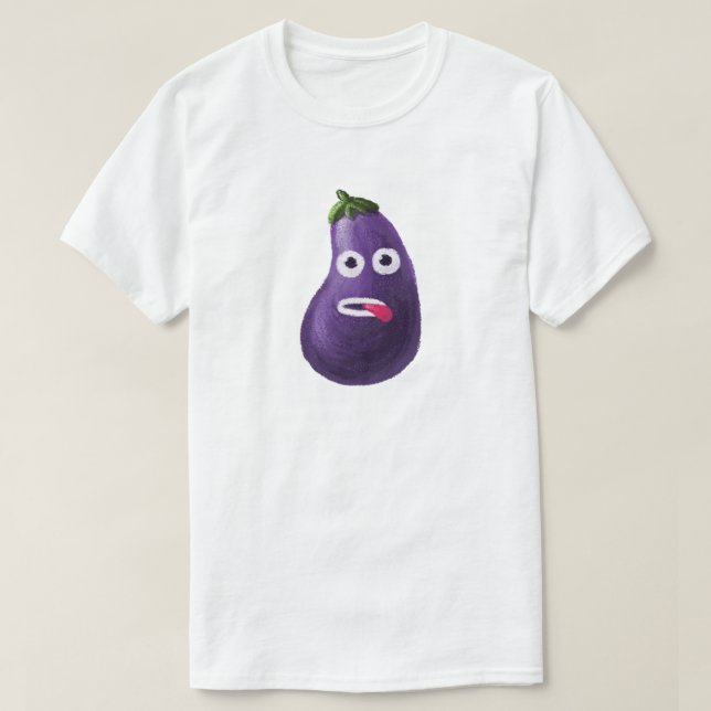 T-shirt Drôle Eggplant Cartoon Caractère Cute Vegetable (Design devant)