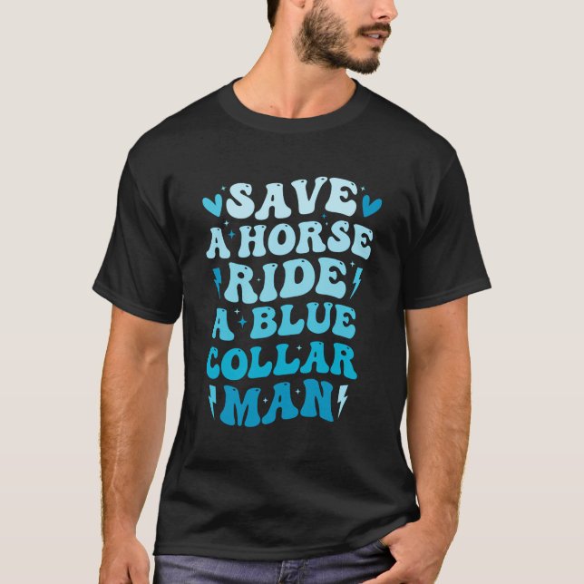 T-shirt Drôle Enregistrer Un Cheval Faire Un Tour De Col B (Devant)