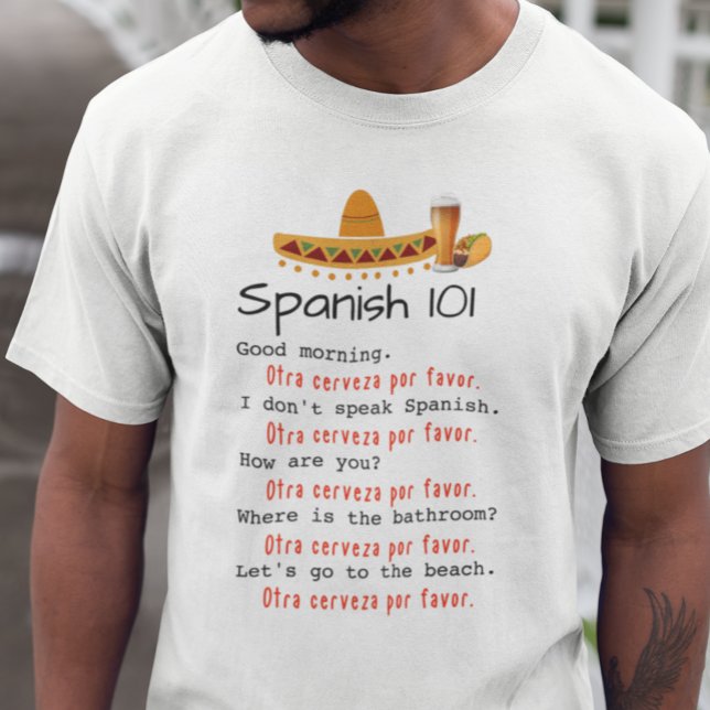 T-shirt Drôle Espagnol 101 Langue Leçon Plage Bière (Créateur téléchargé)