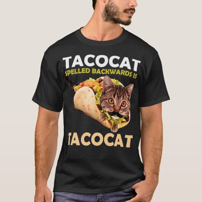 T-shirt Drôle et mignon Taco Chat épelé vers l'arrière est (Devant)
