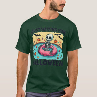 T-shirt Drôle Été 2025 Squelette Éffrayant En Attente