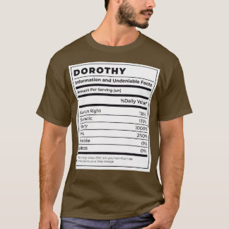 T-shirt Drôle Étiquette alimentaire Femme Ingrédients DORO