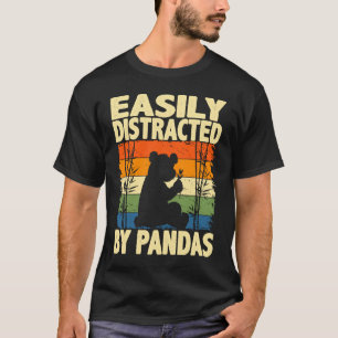 T-shirt Drôle Facilement Distrait Par Les Pandas, Mignonne