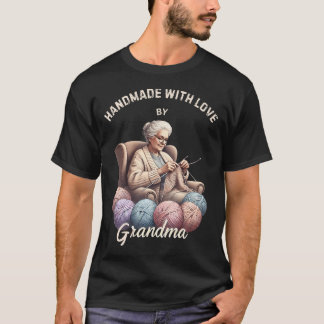 T-shirt Drôle Fait Main Avec Amour Par Grand-Mère Tricot