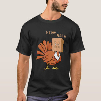 T-shirt Drôle Faux Chat Miaule Action de grâce Dinde Chat