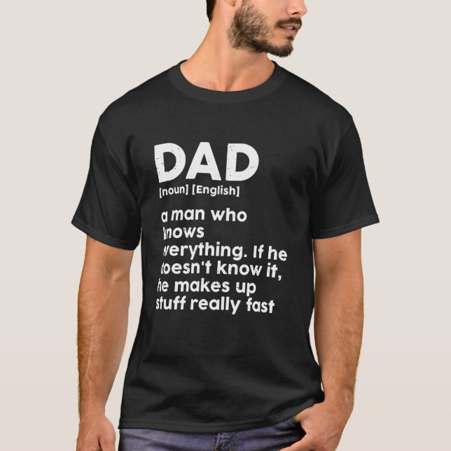 T-shirt Drôle Fête des pères Humour papa Dictionnaire Défi (Devant)