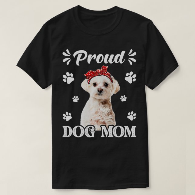 T-shirt Drôle Fier Maltais Chien Maman Chien Chien Fête de (Design devant)