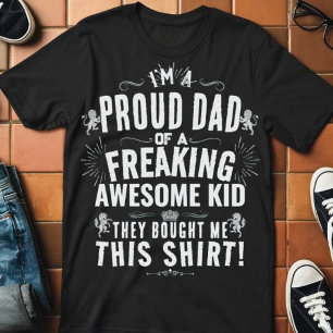 T-shirt Drôle Fier Papa Awesome Enfant Style Vintage Cadea