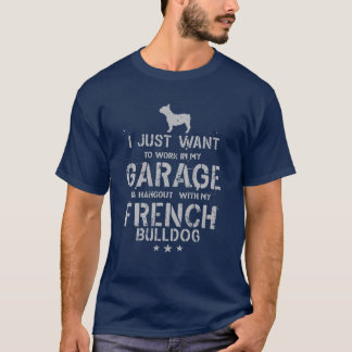 T-shirt Drôle Français Bulldog Papa Garage Hommes Hang