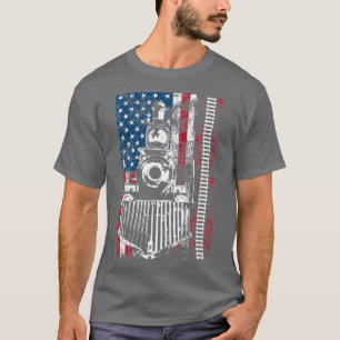T-shirt Drôle Funny Railroad Drapeau Les Amateurs De Trai