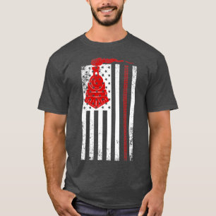 T-shirt Drôle Funny Railroad Drapeau Les Amateurs De Train