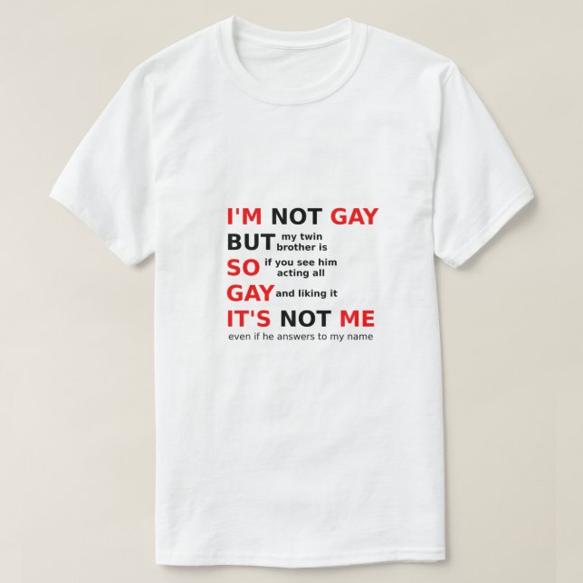 T-shirt Drôle Gay LGBTQ Dit Gay Idée cadeau Black Red (Design devant)