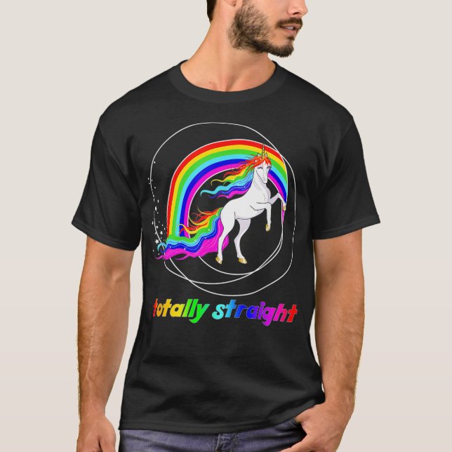 T-shirt Drôle Gay pride sarcastique Totalement droit LGBTQ (Devant)