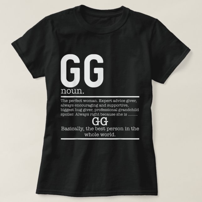T-shirt Drôle GG Définition Grandma Fête des Mères Cadeaux (Design devant)