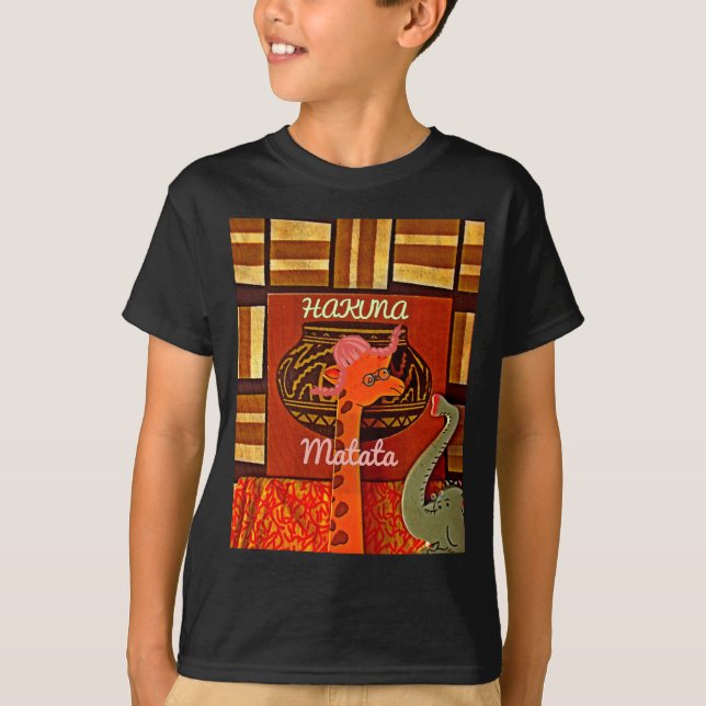 T-shirt Drôle Giraffe avec texte cool Hakuna Matata (Devant)