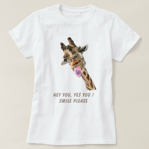T-shirt Drôle Giraffe Tongue Out Jouer Wink - Ajouter un t