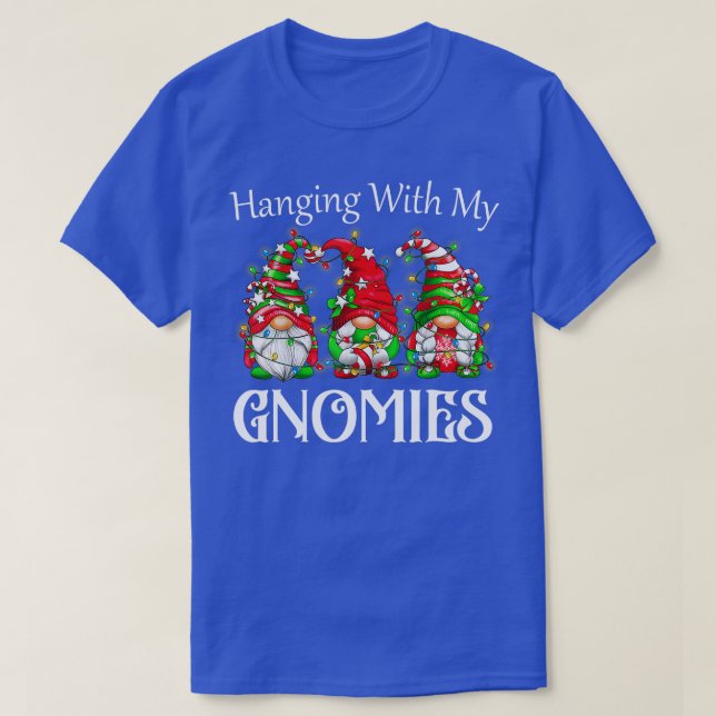 T-shirt Drôle Gnome de Noël pendre avec mes Gnomies Fami (Design devant)