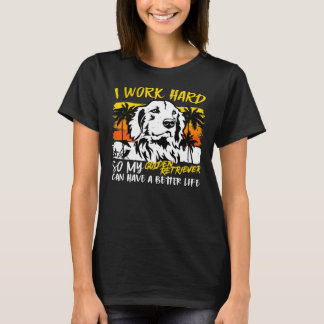 T-shirt Drôle Golden Retriever Chien Retro Vintage Sunset