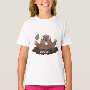 T-shirt Drôle gopher de poche creusant dessin dessin de de
