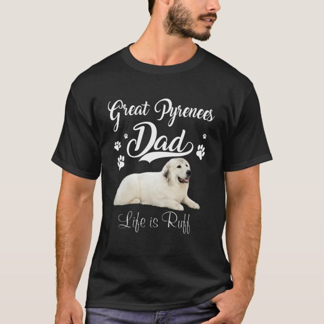 T-shirt Drôle Grand Pyrénées Papa Père Jour Adulte Chien (Devant)