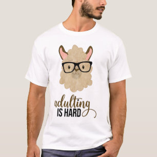 T-shirt Drôle Grandir est Dur Hipster Lama