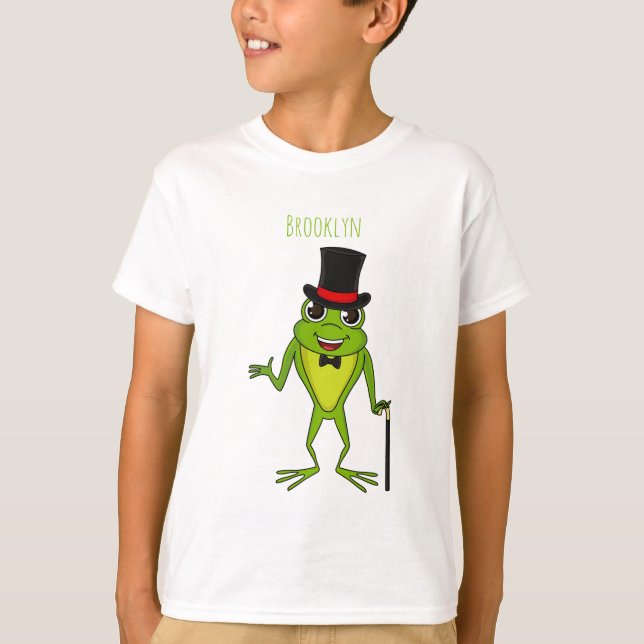 T-shirt Drôle grenouille avec chapeau dessus dessin animé (Devant)