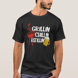 T-shirt Drôle Grill Vintage Papa Grilling Refillin