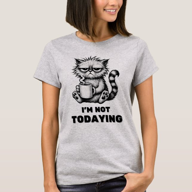 T-shirt Drôle Grumpy Cat Café noir et blanc Carton (Devant)