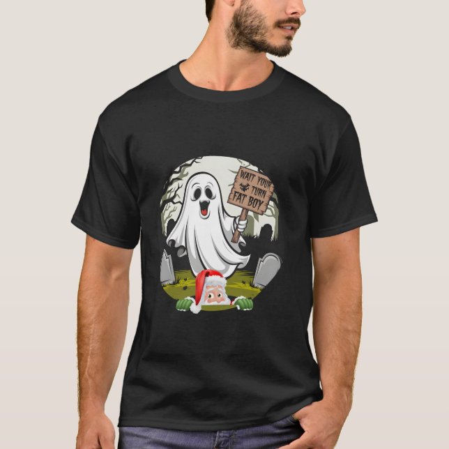 T-shirt Drôle Halloween Attendez Votre Tour Gros Garçon Dr (Devant)