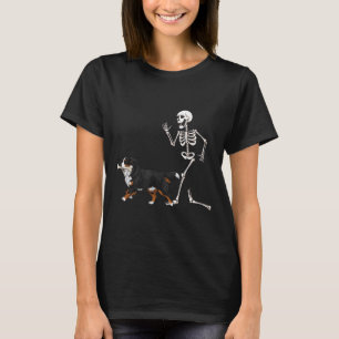 T-shirt Drôle Halloween Bernese Mountain Dog Et Skeleton