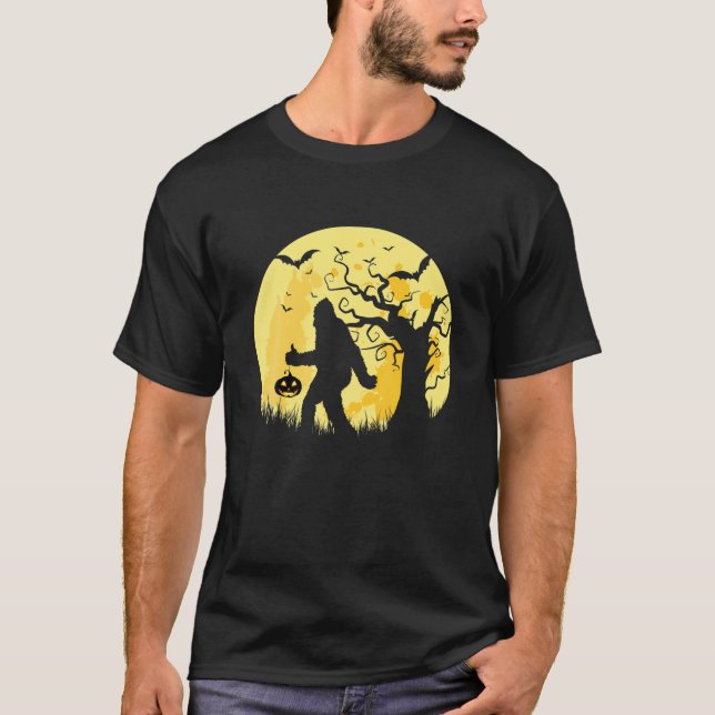 T-shirt Drôle Halloween Bigfoot Sasquatch Trick Et Traiter (Devant)