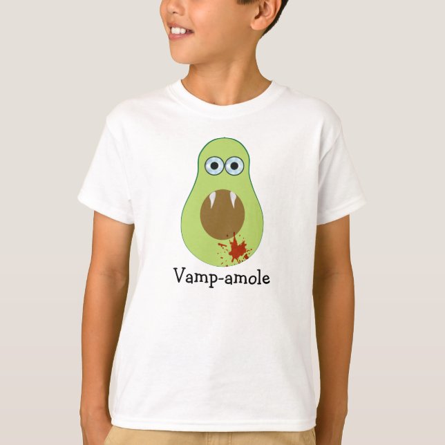 T-shirt Drôle Halloween Cartoon Vampire Avocado (Devant)