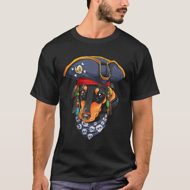 T-shirt Drôle Halloween Dachshund Costume effrayant Casque (Devant)