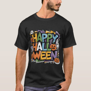 T-shirt Drôle Halloween Graffiti Art avec texte coloré