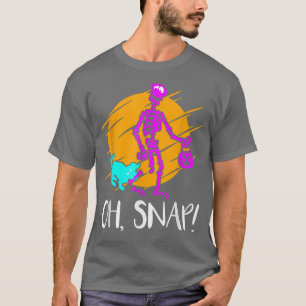 T-shirt Drôle Halloween Oh, Snap Brossé Os Squelette Pompe