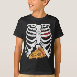 T-shirt Drôle Halloween Skeleton Rib Cage Pizza Easy Costu
