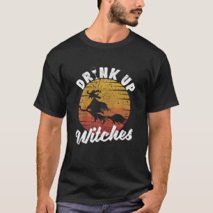 T-shirt Drôle Halloween Sorcière Boire Vin Boire Boire