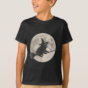 T-shirt Drôle Halloween Sorcière Carlin Lune Trick Ou Trai