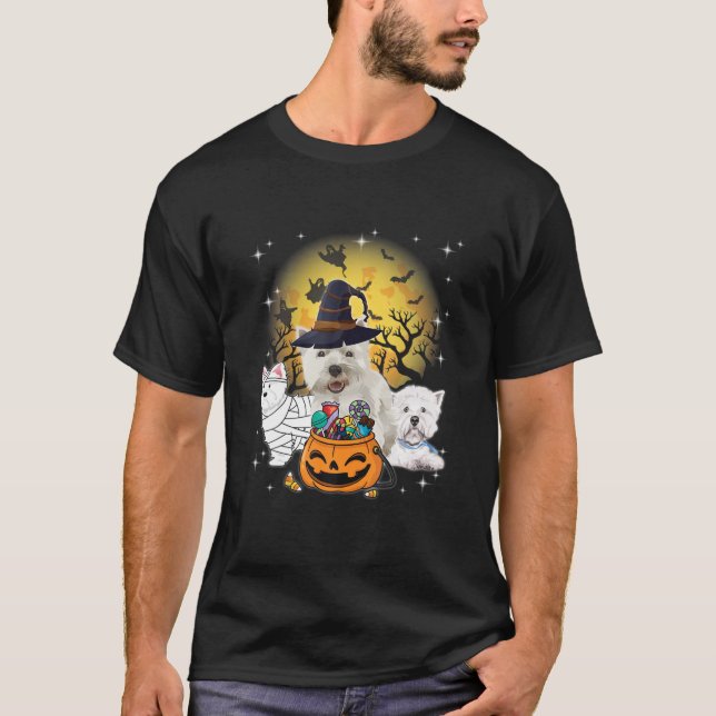 T-shirt Drôle Halloween Westie sorcière Citrouille maman c (Devant)