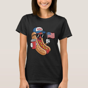 T-shirt Drôle Hotdog Patriotique Usa Drapeau 4 juillet Ind