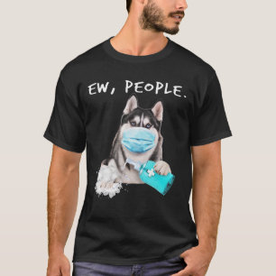 T-shirt Drôle husky nouveau chien portant un masque visag