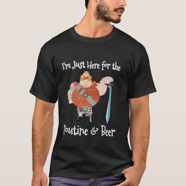 T-shirt Drôle ici pour la bière de poutine écossaise franç (Devant)