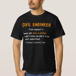 T-shirt Drôle Ingénieur Civil Définition Quelqu'un qui rés