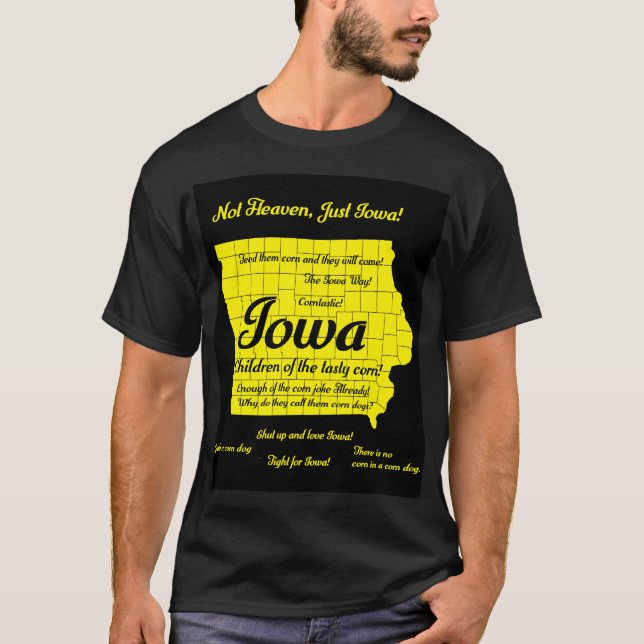 T-shirt Drôle Iowa conception de carte (Devant)